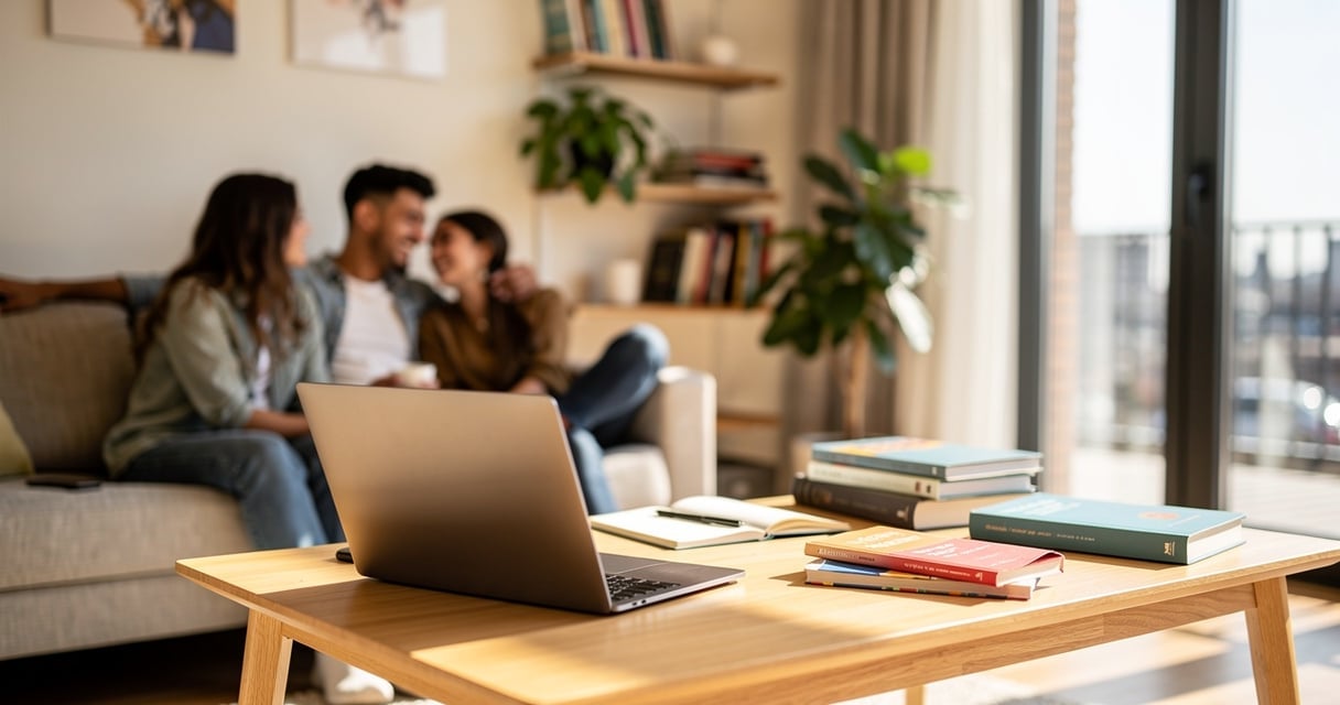 Salon lumineux d'un appartement en colocation étudiante à Compiègne